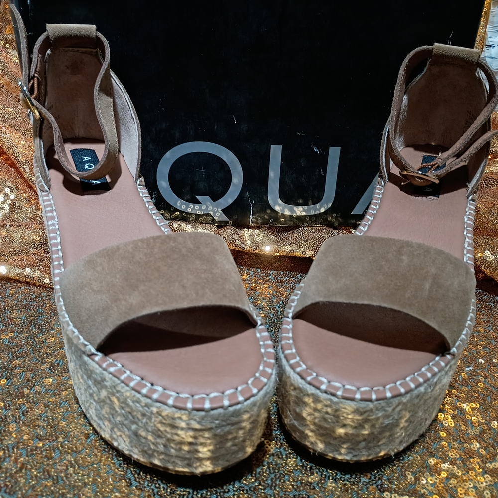 Aqua Tan Suede Espadrille Sandals